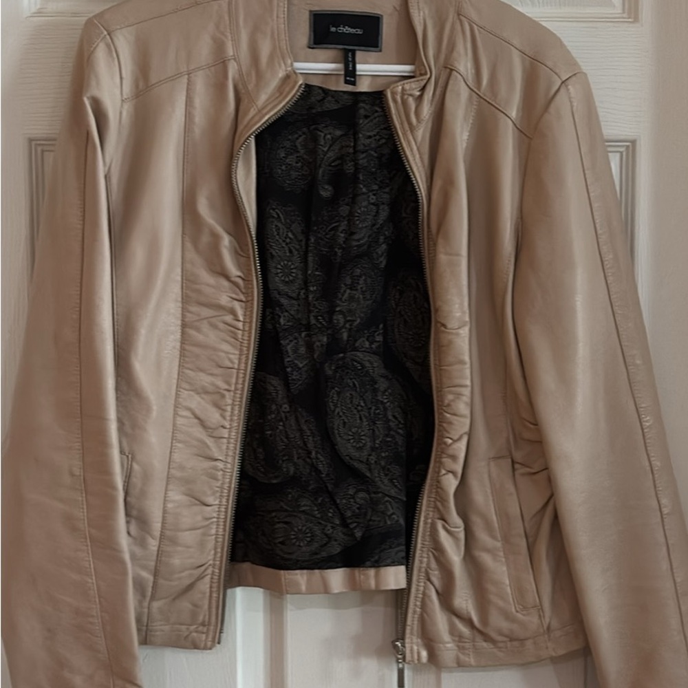 SOLD - Le Chateau Women's Beige Leather Jacket